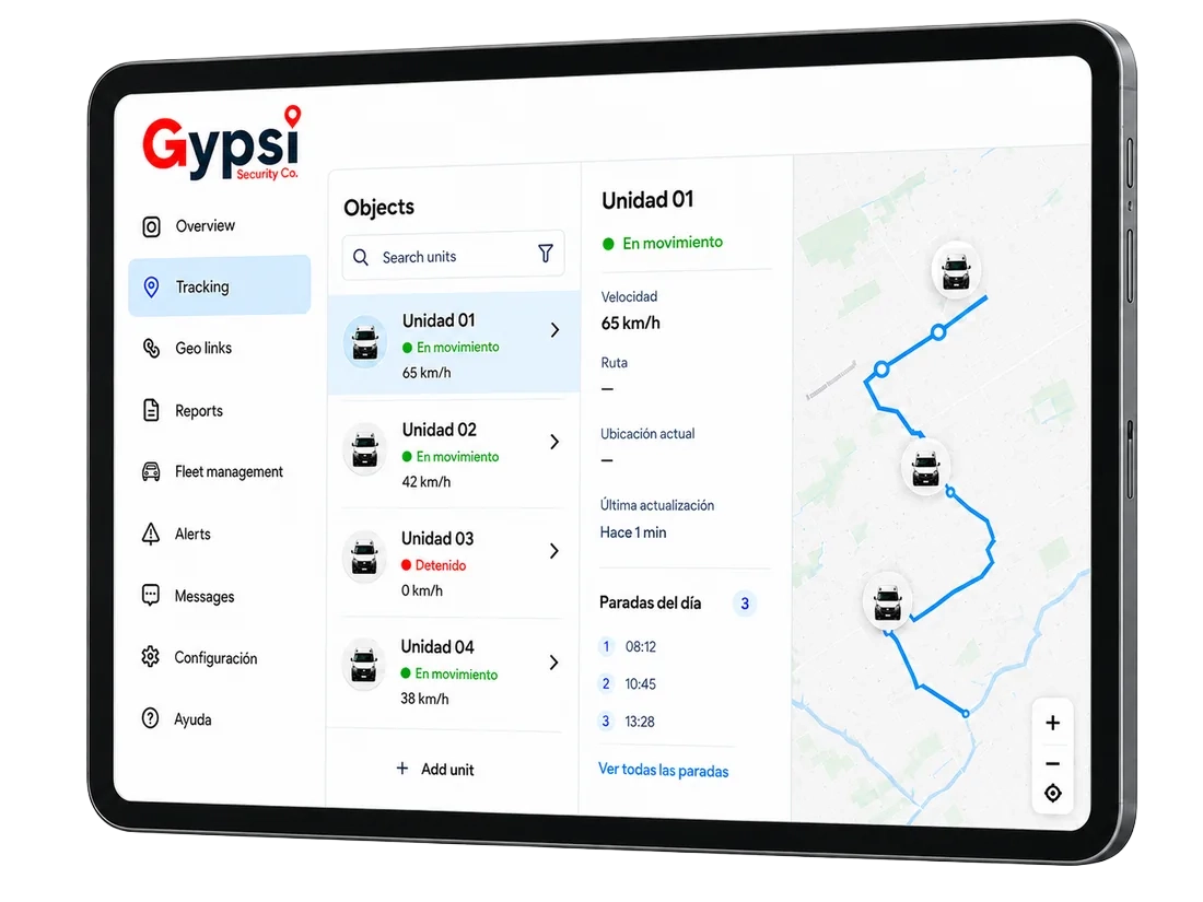 Panel de control Gypsi en tablet